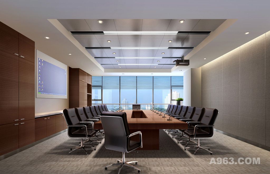 会议室效果 中小型会议室 会议室吊顶 会议室桌椅