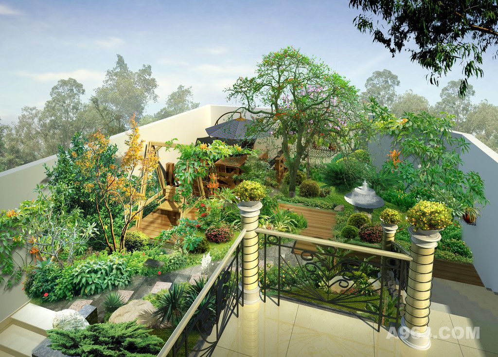 景观效果图 园林效果图 庭院效果图 景观设计 屋顶花园